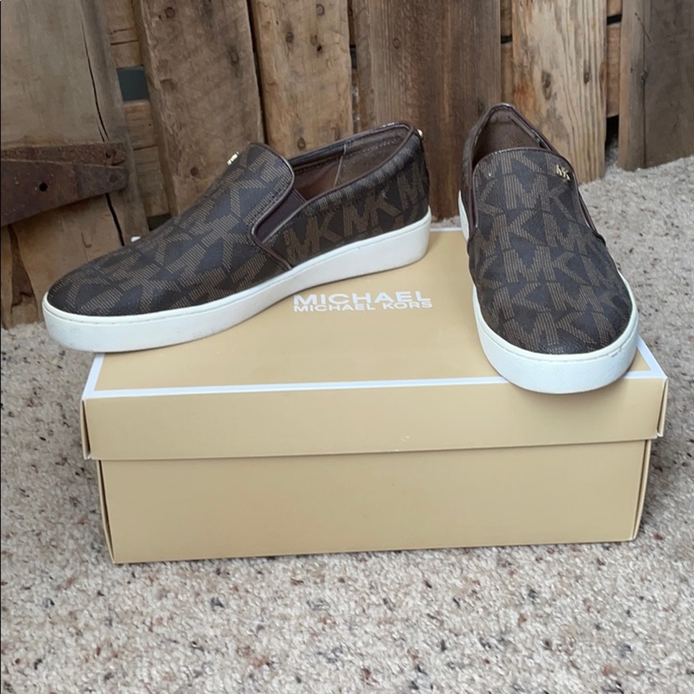Michael Kors Brown Signature Slip On Sneakers